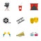 Cinematography icons set, flat style