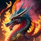 Cinese dragon head on Fire