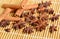 Cinnamon with bamboo placemats background