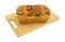 Cinnamon bread loaf on cutting board