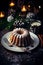 Cinnamon bundt cake decorated with star anise, Christmas dessert