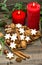 Cinnamon cookies, nuts and spieces with christmas decoration