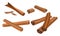 Cinnamon Dried Sticks or Bark Strips Vector Set