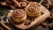 Cinnamon rolls on old background homemade delicious