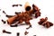 Cinnamon, staranise and cloves. winter spices on white background.