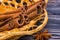 Cinnamon sticks in basket