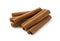 Cinnamon sticks placed on a white background