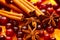 Cinnamon sticks, star anise, orange slices and some cranberries