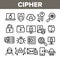 Cipher, Data Protection Linear Vector Icons Set