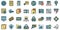 Cipher icons set line color vector