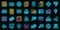 Cipher icons set vector neon