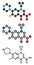 Ciprofloxacin antibiotic drug (fluoroquinolone class) molecule