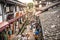 Ciqikou or Porcelain Port ancient town alley top view full of people and dramatic light in Chongqing China