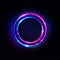 Circle abstract background, glowing neon lights, round portal. Vector. Pink blue and purple glow rings. Circular light