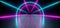 Circle Arc Neon Futursitic Background Sci Fi Purple Blue Glowing Fluorescent Luminous Asphalt Tiled Grunge Concrete Floor Virtual