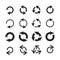 Circle arrow icon. Round arrows, circular pointing sign and circles button vector icons set