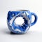 Circle Blue Coffee Cup With Crunchy Finish - Unique Donut Shape