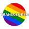 Circle button Icon of rainbow lgbt pride flag with inscription with word transgender in modern style. Equality and