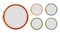 Circle Christmas frames with gold borders. Knit texture background. Round labels for sale banner