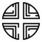 Circle cross alchemy icon, outline style