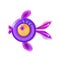 Circle Cute purple, violet fish glossy plastic toy 3d. Cartoon bagel or donut colorful. Design baby Funny fishes. Vector
