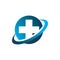 Circle dynamic blue medical plus doctor logo design