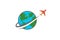 Circle Earth Planet Airplane Creative Logo