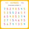 Circle every number Five. Numbers for kids. Worksheet for kindergarten and preschool. Training to write and count numbers. Exercis