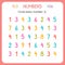 Circle every number Four. Numbers for kids. Worksheet for kindergarten and preschool. Training to write and count numbers. Exercis