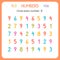 Circle every number Nine. Numbers for kids. Worksheet for kindergarten and preschool. Training to write and count numbers. Exercis