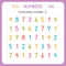 Circle every number One. Numbers for kids. Worksheet for kindergarten and preschool. Training to write and count numbers. Exercise