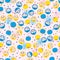 Circle face fun naughty play fan seamless pattern