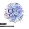 Circle filled Clary sage twigs with leaves and flowers and lettering clary sage . Detailed hand-drawn sketches, vector botanical