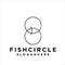 Circle fish logo line symbol minimalist sign vector icon