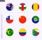 Circle flag with shadow, collection of nine round flag. Vector flags of 9 countries