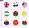 Circle flag with shadow, collection of nine round flag. Vector flags of 9 countries