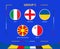 Circle flags of Group C. Participants of qualifying European football tournament 2024