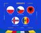 Circle flags of Group E. Participants of qualifying European football tournament 2024