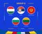 Circle flags of Group G. Participants of qualifying European football tournament 2024