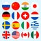 Circle flags vector of the world. Flags icons in