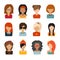 Circle of flat icons on white background. Woman character