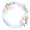 Circle frame with flowers. Genrative AI