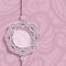 Circle frame, lace pendant on pink background