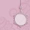 Circle frame, lace pendant on pink background