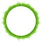 Circle frame made of grass on white. Fresh spring, summer green grass border for your design.