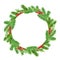 Circle frame of traditional Christmas decor. Decoration for door. Accessory for Christmas attire