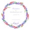Circle frame, wreath with the floral design; watercolor floral elements of the lavender and pink lupine flowers