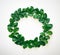 Circle fresh tropical green leaves pattern ornament wreath frame decoration foliage isolated with empty on white background.