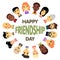The circle of friends of different genders and nationalities as a symbol of International Friendship day.
