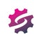 Circle gear infinity letter s creative color logo design